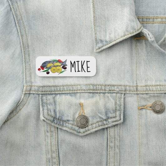 焼き魚シーフードギリシャ料理レストランウェイター 名札 (インサイチュ)