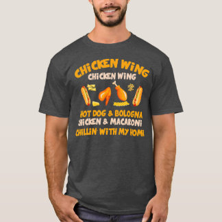 焼き鳥の鶏の翼、ホットドッグとフランキーフード Tシャツ