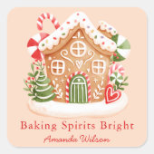 焼く精神を明るくする カラフルなジンジャーブレッドクッキー スクエアシール (正面)