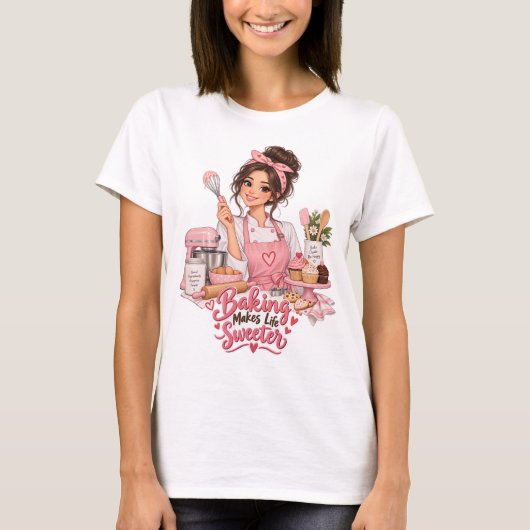 「焼く」ことで人生はより甘く Baker Tシャツ (正面)