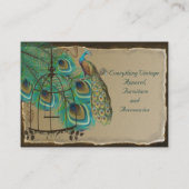 焼けたエッジヴィンテージ孔雀の羽バードケージ 名刺 (裏面)