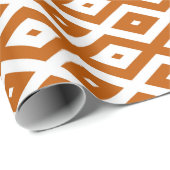 焼けたオレンジと白のダイヤモンドパターン ラッピングペーパー (ロールコーナー)