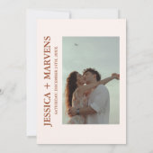 焼けたオレンジテラコッタ素朴ズ結婚の 招待状 (裏面)