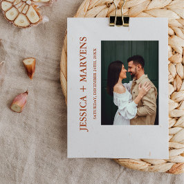 焼けたオレンジテラコッタ素朴ズ結婚の 招待状