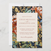 焼けたオレンジピオ絵を描ニーフローラの結婚金ゴールド 招待状 (正面)