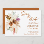 焼けたオレンジボヘミアンパンパスグラスセーブ 招待状 (正面/裏面)