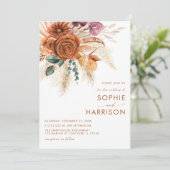 ?焼けたオレンジボホパンパスグラス結婚の全てが一つになった 招待状 (スタンド正面)