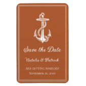 焼けたオレンジ航海のいかり日付磁石を保存 マグネット (縦)