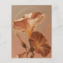 焼けたオレンジ色のカラー・リリーの植物画 ポストカード
