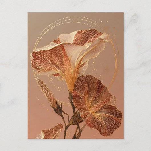 焼けたオレンジ色のカラー・リリーの植物画 ポストカード (正面)