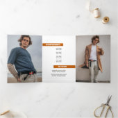 焼けたオレンジ色のブロック4写真卒業 三つ折り招待状 (内部)