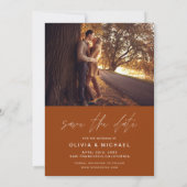 焼けたオレンジ色の手書き日付を保結婚存 セーブザデート (裏面)