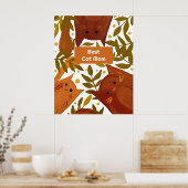 焼けたオレンジ色の猫と枝最高のの猫の母親 ポスター (キッチン)