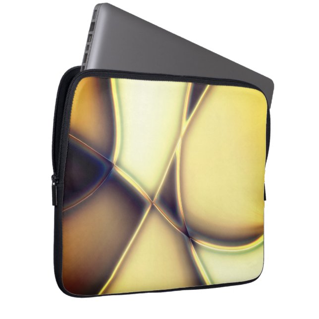 焼けたベージュの上に曲がった滑らかな金色の線 ラップトップスリーブ (正面右)