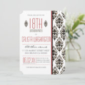 焼けたヴィンテージダマスク18thバースデーパーティー 招待状 (スタンド正面)