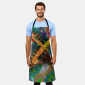 焼けた素朴なカラフルと汚れたイメージレイヤ エプロン (着用した状態)