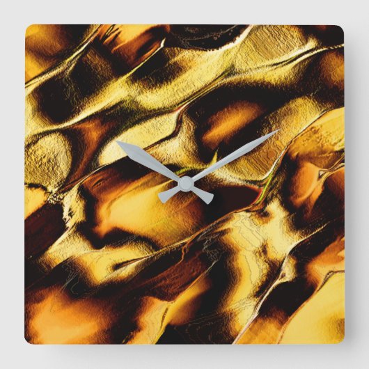 焼けた金ゴールド スクエア壁時計 (正面)