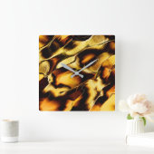 焼けた金ゴールド スクエア壁時計 (ホーム)