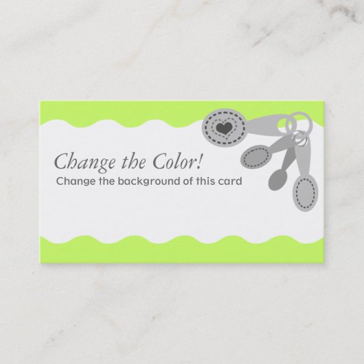 焼ける名刺を調理する計量スプーンのハート 名刺 (正面)