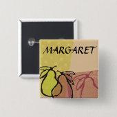 焼ける名前入りの記章を調理する芸術のフルーツのナシ 缶バッジ (正面&裏面)