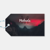 焼ける雲、霧、山の空のモノグラム ギフトタグ (裏面横)