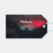 焼ける雲、霧、山の空のモノグラム ギフトタグ (正面(横))