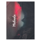 焼ける雲、霧、山の空のモノグラム テーブルクロス (正面)