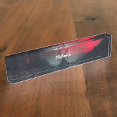 焼ける雲、霧、山の空のモノグラム デスクネームプレート (側面)