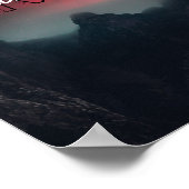 焼ける雲、霧、山の空のモノグラム ポスター (角)