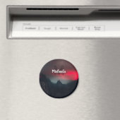 焼ける雲、霧、山の空のモノグラム マグネット (インサイチュ (食洗機))