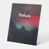 焼ける雲、霧、山の空のモノグラム 台座サイン (正面)