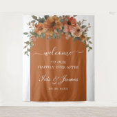 焼けオレンジさび銅フローラ結婚の背景 タペストリー (正面)