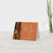 焼けオレンジのアゲート結婚金ゴールドありがとう カード (正面)