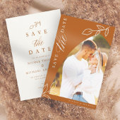 焼けオレンジのアーチBohoリーフミニマルの写真 セーブザデート