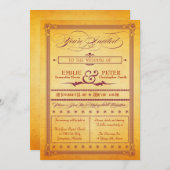 焼けオレンジのブルゴーニュのポスタースタイル結婚式の招待 招待状 (正面/裏面)