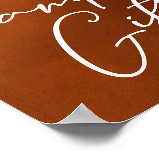 焼けオレンジのボホ秋のウェディングカードとギフト ポスター (角)