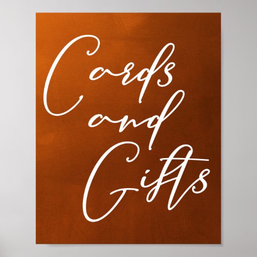 焼けオレンジのボホ秋のウェディングカードとギフト ポスター (正面)