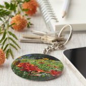 焼けオレンジのユリ、初夏の庭園 キーホルダー (側面)