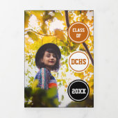 焼けオレンジの円5 – 写真の卒業 三つ折り招待状 (カバー)