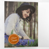 焼けオレンジの円5 – 写真の卒業 三つ折り招待状 (内部最初)