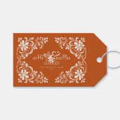 焼けオレンジみすぼらしいシックなミスター&ミセス結婚のギフトラベル ギフトタグ (正面(横))