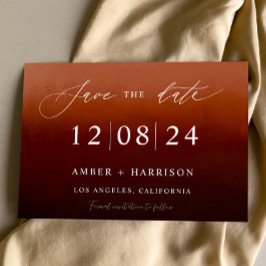 焼けオレンジグラデーション色の黒いグラマーboho日付を保存 招待状