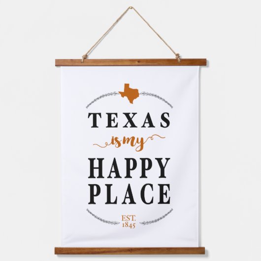 焼けオレンジテキサス州は私の幸せな場所 吊り下げ型タペストリー (正面)