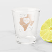 焼けオレンジテキサス州カーリング結婚リボンの日付 ショットグラス (裏面)