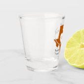 焼けオレンジテキサス州カーリング結婚リボンの日付 ショットグラス (左)