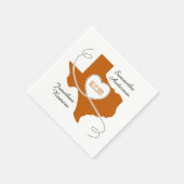 焼けオレンジテキサス州カーリング結婚リボンの日付 スタンダードカクテルナプキン (角)