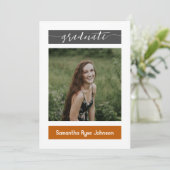 焼けオレンジモダンブロック3写真卒業 招待状 (スタンド正面)