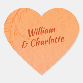 焼けオレンジライン葉アートオンブレ結婚ー秋 ハートシール