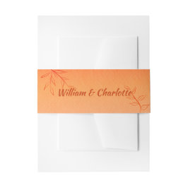 焼けオレンジライン葉アートオンブレ結婚ー秋 招待状ベリーバンド