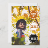 焼けオレンジ丸の写真卒業 招待状 (正面)